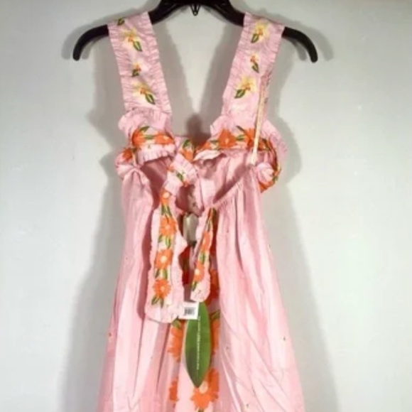 Farm Rio Floral Cotton Maxi Dress Pink - S NWT - Picture 4 of 4